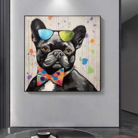Abstract Black Dog Oil Painting on Canvas Large Wall Art Original Floral Art Custom Painting Living Room Home Decor Gift Fancy Art
